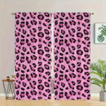 Klassikalised roosad leopardimustrilised kardinad  vardatasku kardinad 30*65  magamistuba ja elutuba  kodu kaunistamine  toa kaunistamine 100*130 Grommet Top 1pcs pink