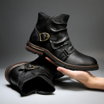 Meeste mootorrattasaapad Vintage Round Head Cowboy Short Boots Hobuse saapad 38 must