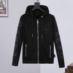 Philipp Plein Meeste Euroopa ja Ameerika T&auml;navastiilis Tikitud T&auml;hega Kapuutsiga Jakk XXXL must