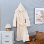 Naiste korallfliisist kapuutsiga hommikumantel: Pehme, ei pudene, imav, paks, kommi triibuline, suurem suurus s&uuml;giseks/talveks Candy Stripe Bathrobe, One Size mustjasvalge