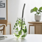 Mate tass Kahekihiline isoleeritud klaas Kahekihiline igavene lill Kaunistus Teetass filtriga k&otilde;rrega Yerba Mate tass 101-200ml roheline
