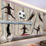 3D tapeet Kaasaegne puitlaud Jalgpall Spordifotod Seinakatted Elutuba Laste magamistuba Taustaseina v&auml;rvimine Kodu kaunistus 200 cm(W) x 140 cm(H)