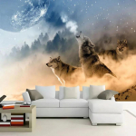 Moodne t&auml;httaeva 3D tapeet Planeet Hundid Loomade seinamaalid Elutuba Magamistuba Taustasein 200 cm(W) x 140 cm(H)