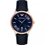 Emporio Armani Renato Sinine Sinine Nahast Meeste Kvartsikell AR11188 sinine