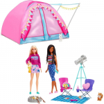 Barbie armas roosa telk ja telkimiskomplekt, mida tutvustati filmis Barbie! nukutarvik m&auml;nguasi HGC18 [Riietusnukk] [2 tk komplektis] [Alates 3 eluaastast] roosa