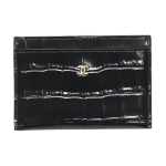 Chanel 26S Kuldne Double C Logo Krokodilliefektiga Vasikanahast Kaardihoidja Naiste Aksessuaarid Must AP5191-B23786-94305 Gift Set(Basic Set+Box+Shopping Bag)