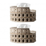 Vilditud Colosseum Salvr&auml;tikukarp K&auml;sit&ouml;&ouml;na valmistatud Rooma Colosseum Salvr&auml;tikukasti Kate Arhitektuuriline &Uuml;mmargune Salvr&auml;tikukasti&uuml;mbris Kodu kontori laua kaunistuseks 2pcs