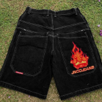 RogueWave Ameerika Retro Kaldus K&uuml;ljetaskuga Denim L&uuml;hikesed P&uuml;ksid Suvi Y2k Trendikad L&otilde;dvad T&auml;navahip-hop Korvpalli Denim L&uuml;hikesed P&uuml;ksid S