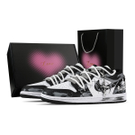 Jordan Air Jordan 1 Roosikobar, S&uuml;damekujuline karp Madalad Vintage Korvpallijalatsid Unisex Must Valge Hall DC0774-101(Team773--) 37.5