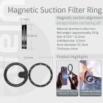 Ulanzi MagFilter 52mm Magsafe magnetiline filtriadapteri r&otilde;ngas reguleeritavate v&auml;rviliste objektiivifiltrite VND CPL jaoks iPhone 16 15 14 13 Pro jaoks