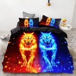 Tugevad L&otilde;vid Tiiger Voodipesu Komplektid Leegitsev Hunt Tekikott &Uuml;he Inimese Queen King T&auml;issuurus Lastele Naistele Roosi Tooni Toa Dekoor 2/3tk Voodipesu 135x200cm blue