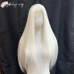 Ashely Valge Parukas Naistele Pikk Sirge 13*4 Pitsi Esiosa Parukas K&otilde;rge Kvaliteediga S&uuml;nteetiline Pitsi Parukas Cosplay Peo jaoks peluca blanca (white,20inches) valge