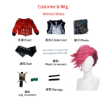 Arcane Vi Cosplay Kost&uuml;&uuml;m Parukas Juuksed Anime Jinxi &Otilde;e Cosplay R&otilde;ivad Vi Cosplay Kingad Saapad Nahkjakk M black