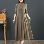 S&uuml;gis Talv Suur Suurus K&otilde;htu Kattev Kleit Keskealine Eakas Ema Retro Pikk Kootud Kampsunkleidid Vestidos 6XL L kaamel