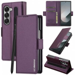 Magnetiline Klappnahast Telefoni&uuml;mbris Samsung Galaxy Z Fold 7 6 5 4 3 5G Fold6 Fold5 Fold4 jaoks Rahakott Kaardikate Etui Coque Samsung Z Fold 7 lilla