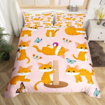 Cartoon Cat tekikott Cartoon Animal Print voodipesu komplekt koos padjap&uuml;&uuml;riga 2/3 tk voodikatte komplekt magamistoa sisekujunduseks 135x200cm