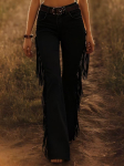 Must k&otilde;rge v&ouml;&ouml;kohaga laienevad p&uuml;ksid k&uuml;lgedel tutikute detailidega S must