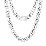 10mm Kuuba Kaelakee 925 Sterling H&otilde;bedaga Kaetud 316L Roostevaba Teras Ei Tuhmu HipHop Ehted Meestele Naistele Miami Kuuba L&uuml;lidega Kett 22" h&otilde;be