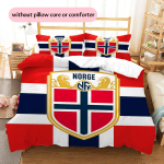 Norra rahvuskoondise jalgpallilogo Muster Voodipesu Kodukaunistus S&uuml;nnip&auml;evakingitus (1 * tekikott + 2 * padjap&uuml;&uuml;ri, ilma s&uuml;damikuta),f&auml;nnikaup. 135x200cm red