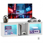 70-tolline televiisorialus, LED-valgustuse ja panipaikadega - Valge 160 x 35 x 51.7 cm