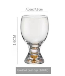 Luksuslik Kuldhelvestega &Otilde;lle- ja Veiniklaaside Komplekt - Elegantne Mitmeotstarbeline Klaasikomplekt K&auml;sit&ouml;&ouml;&otilde;lle, Kokteilide, Mahlade jaoks, Kingitus Kodu Baari 370ml white
