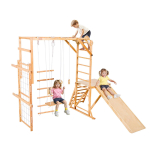 VEVOR siseruumide m&auml;nguv&auml;ljak džunglironimispuu, 8-&uuml;hes puidust siseruumide m&auml;nguv&auml;ljak lastele, 100KG Montessori ronimism&auml;nguasjade komplekt lium&auml;e, kiige, ronimispuuga 222.5 x 225 x 192 cm