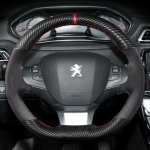Peugeot 308 307 2016-2019 jaoks K&auml;sit&ouml;&ouml;na &otilde;mmeldud Musta &otilde;mblusega Auto rooliratta kate DIY libisemiskindel nahast auto sisekujundus
