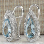 Brand Jewelry Ovaalne Sinine Rhinestone Stud Drop h&otilde;bedane k&otilde;rvar&otilde;ngas