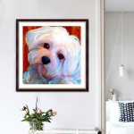 Teemantmaal  Valge koer  Tikand Ristpistes 5D Kodukaunistuse kingitus 30x30CM