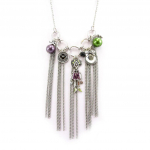 Les Tr&eacute;sors De Lily [G7791] - Collier Cr&eacute;ateur 'Capucines' violet vert argent&eacute; lilla