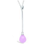 Les Tr&eacute;sors De Lily [N6816] - Collier Argent 'Linda' quartz rose argent&eacute; (rhodi&eacute;) - 40x12 mm h&otilde;be