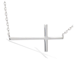Les Tr&eacute;sors De Lily [N6864] - Collier Argent 'Croix' argent&eacute; (rhodi&eacute;) - 22x17 mm h&otilde;be