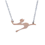 Les Tr&eacute;sors De Lily [Q9379] - K&auml;sit&ouml;&ouml;na valmistatud h&otilde;bedast kaelakee  Cat back round  roosa h&otilde;be - 30x15 mm Heleroosa