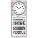 Les Tr&eacute;sors De Lily [Q7190] - puidust seinakell 'Quotes' hall sinine (P&auml;ev ilma naeruta on raisatud p&auml;ev - C. Chaplin) - 70x30 cm hall