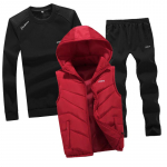 Mood s&uuml;gistalvine meeste spordi&uuml;likond kapuutsiga vest + kampsun + p&uuml;kste spordir&otilde;ivaste komplekt meestele M