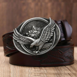 Gfohuo uus mood vabaaja meeste nahast rihmad meeste tippkvaliteediga Eagle Totem Copper sileda pandlaga retrov&ouml;&ouml; meeste teksadele 100cm