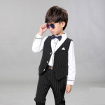 V&auml;ikeste poiste komplektid, kaheosaline komplekt lastele vertikaalsete triipudega vest + &uuml;likonnap&uuml;ksid, 2 v&auml;rvi 1-11 aastat 120cm must