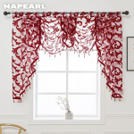 1 tk Napearl t&uuml;llkardin Dekoratiivne helmeskardin Valance Design Moeaken Elutoa L&auml;bipaistev kardin W155cm x L125cm punane