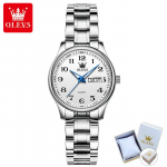 OLEVS 5567 koos kinkekarbiga veekindel terasrihma kalender Trend meeste k&auml;ekellad kvartskellad Women valge