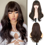 MISS WIG pikk pruun parukas tukkidega, helepruunid lainelised parukad naistele, s&uuml;nteetiline naturaalne laineliste pikkade pruunide juustega parukas igap&auml;evaseks kasutamiseks 66cm