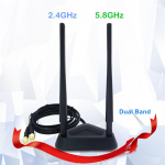 2,4 GHz 5 GHz kaheribaline pikenduskaabel antenn WIFI ruuter traadita v&otilde;rgukaart 1*Base + 2*Antennas