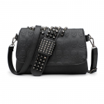 Moodne neetide kott Naistele Must Skull Punk Bag kott naistele Vintage gooti stiilis t&uuml;drukute &otilde;lakott Nahast kvaliteetne must