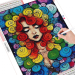HUACAN 5D isetehtud teemantmaaling neiu t&auml;isruudukujuline &uuml;mmargune puur ristpistes teemanttikandid portree mosaiik lill kodukaunistus Full Square 20*30 cm