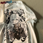 Harajuku T-s&auml;rk Esteetiline gooti punk-multifilm l&uuml;hikeste varrukatega O-kaelusega topid Naiste Dropshipping suvised lahtised t&auml;navariided XXL sinine