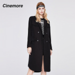 CINEMORE Uus 2022. aasta trent&scaron;jook Moodne pikk Turn Down Krae &uuml;hev&auml;rviline Double Breated Elegant Causal Naiste tuulejope 92254 S must