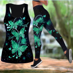 Butterfly Leaf Print Jooga komplekt naistele Moodne 3D Prinditud Treening Retuusid Fitness Sport K&otilde;rge v&ouml;&ouml;kohaga vabaaja joogap&uuml;ksid S roheline