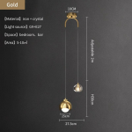 Moodne voodi&auml;&auml;rne kristalll&uuml;hter kuldne must pika joonega topelt LED-l&uuml;hter sisevalgustus magamistoa s&ouml;&ouml;gitoa baar Warm White kuld