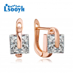 LSOOYH Clip K&otilde;rvar&otilde;ngad Roosa kullav&auml;rvi Moodne k&otilde;rvar&otilde;ngas Naistele Geomeetria Cubic Zirconia Stud K&otilde;rvar&otilde;ngad Ehted A