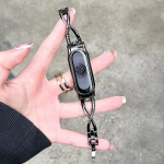 Moe teemant Xiaomi Band 7 6 rihmaga roostevabast terasest randmepael Xiaomi Mi Band jaoks 6 5 4 3 Kellarihma vahetus rihma kett K&auml;ev&otilde;ru Naiste rihm For Mi Band 5 must