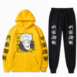 Meeste komplekt Anime Jujutsu Kaisen kapuutsiga p&uuml;ksid, meeste vabaaja 2tk Komplektid pikkade varrukatega Harajuku Gojo Satoru Graphics kapuutsiga dressipluusid L